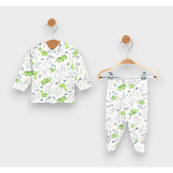Set pentru bebeluși Rainy, 2 piese, 48-68 cm. Dinozauri cu palmieri