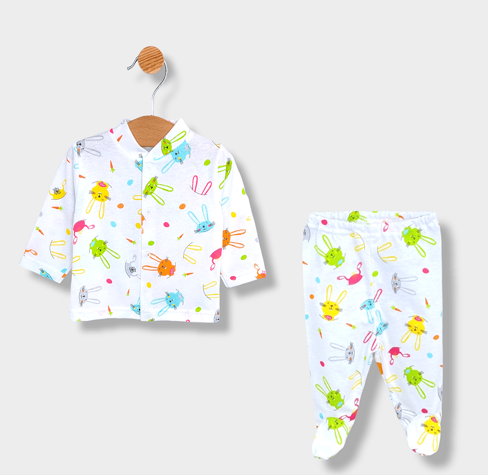 Set pentru bebeluși Rainy, 2 piese, 56-68 cm, iepurași, alb