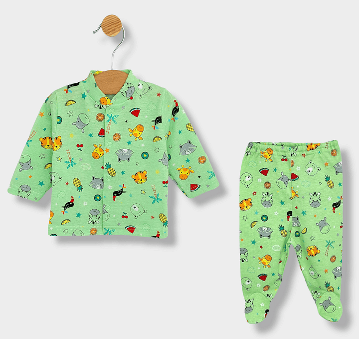 Set pentru bebeluși Rainy, 2 piese, 56-68 cm, cu imprimeu „Jungla”, verde