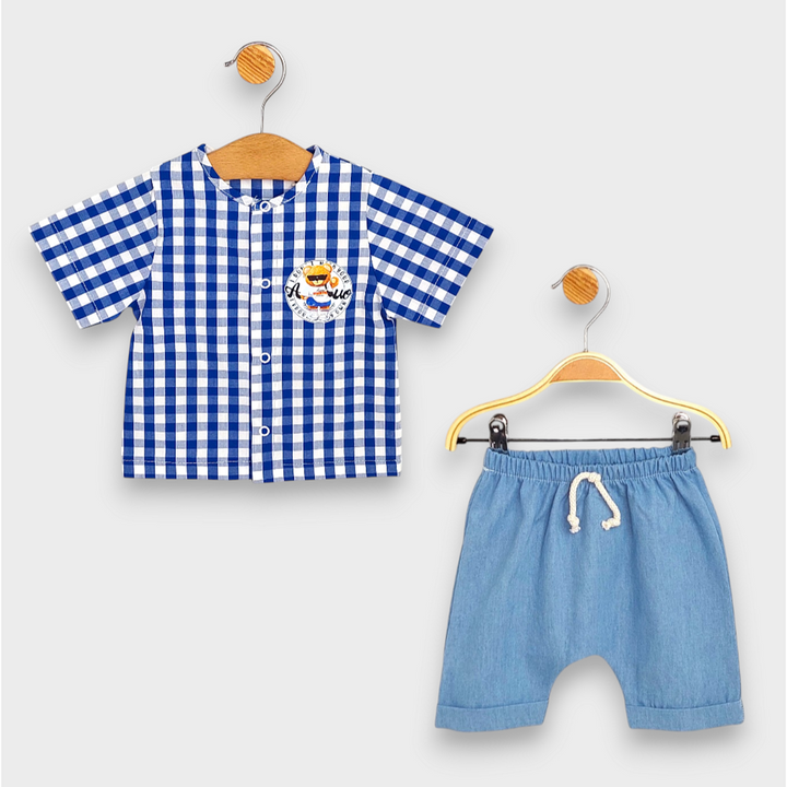 Rainy Set bebeluși 2 piese Cool Bear 62-92 cm, textil/denim