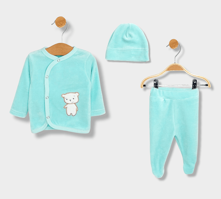 Set pentru bebeluși Rainy, 3 piese, Little Bear, 56-62 cm, culoare rezeda