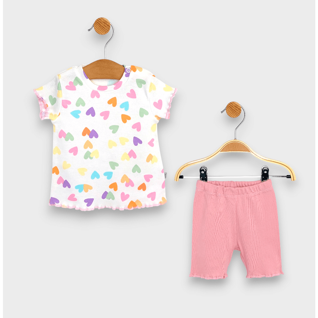 Rainy Set bebeluși 2 piese Inimi colorate 62-92cm. pudră