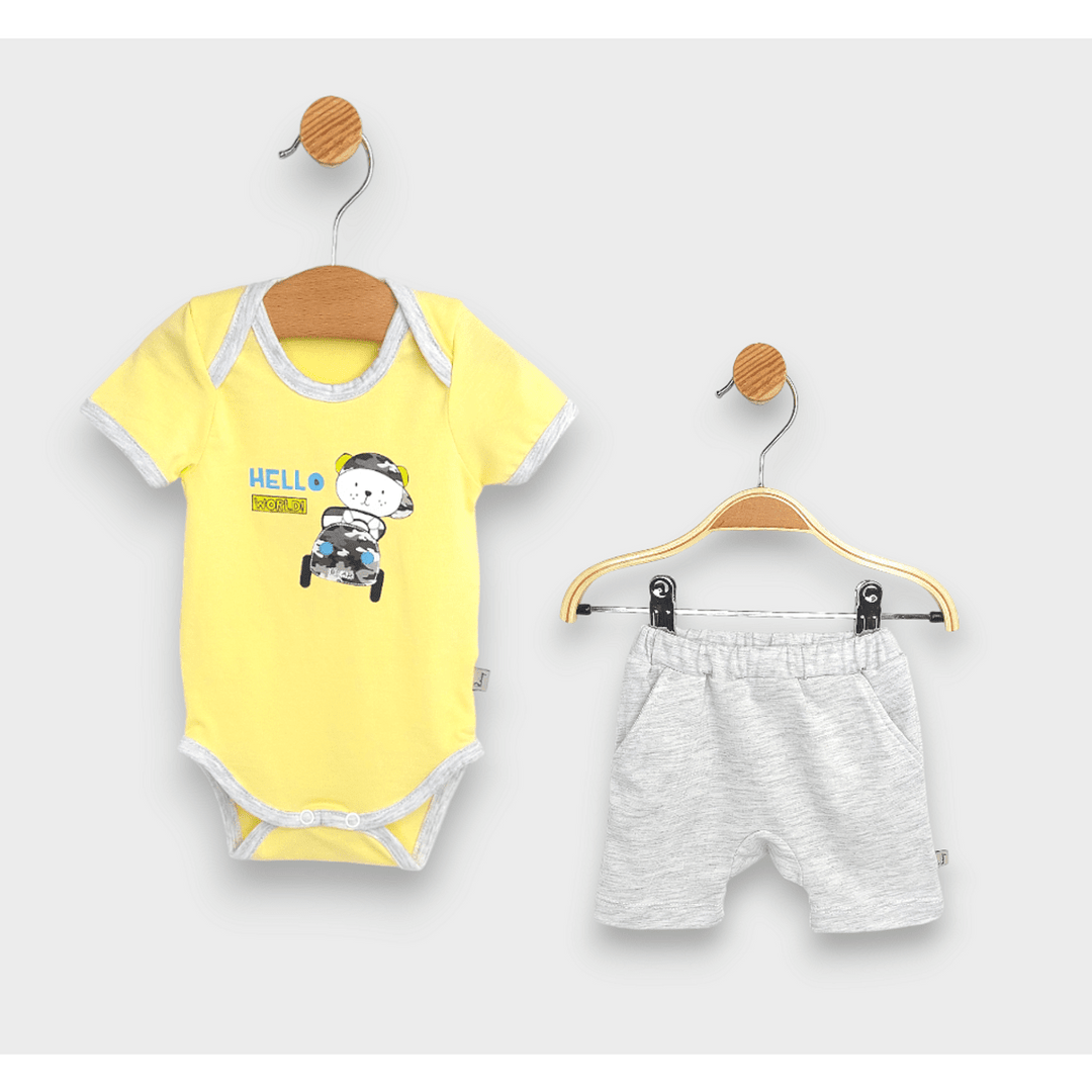 Set pentru bebeluși Rainy, 2 piese, Hello world, 56-74 cm.