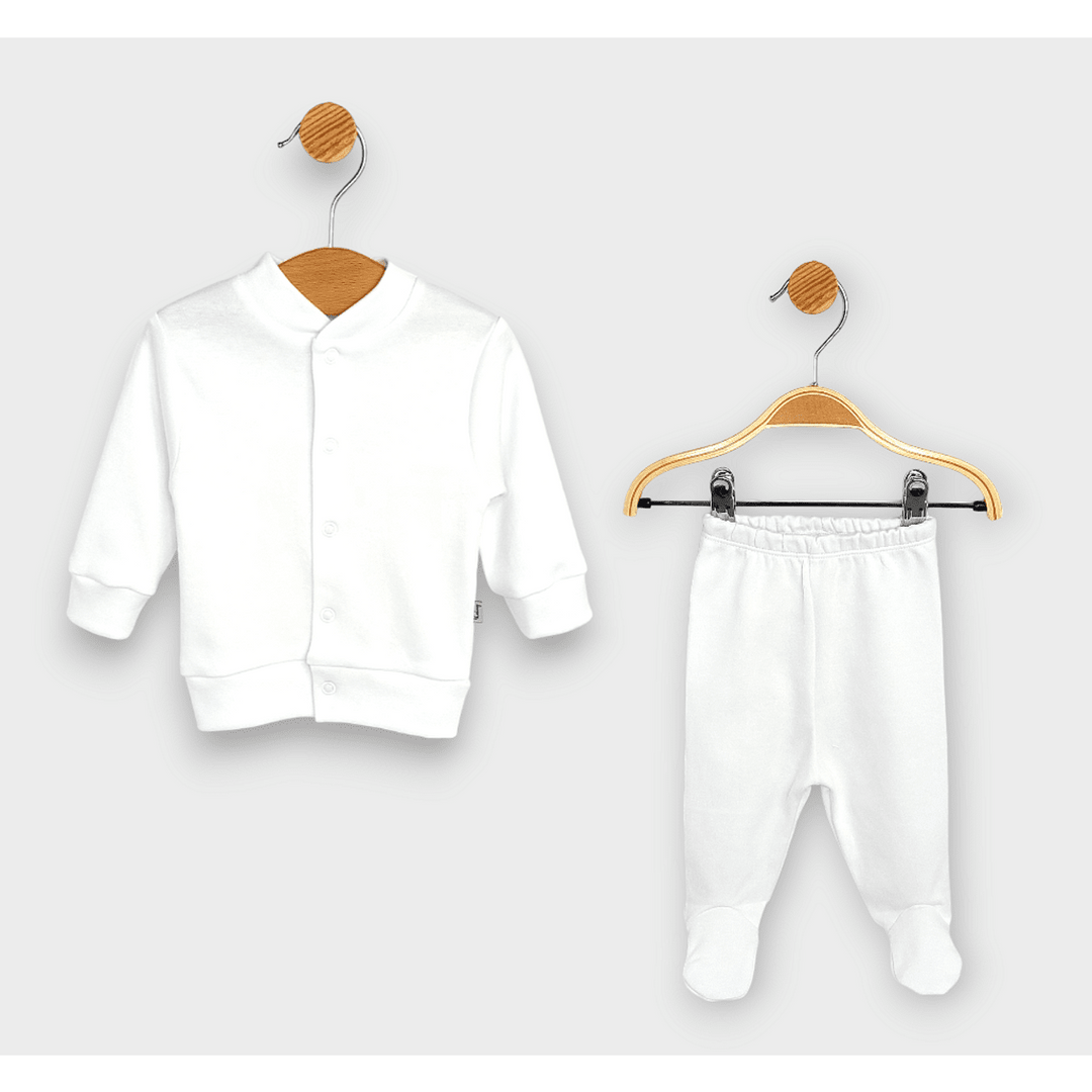 Rainy Set bebeluș 2 piese Vestă cu salopetă 48-62 cm. alb