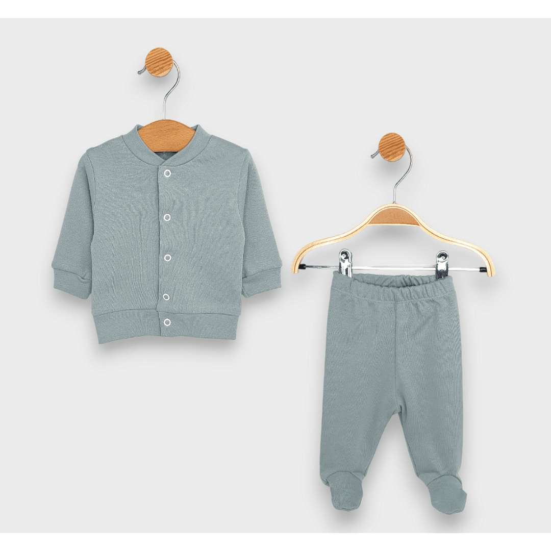 Rainy Set bebe 2 piese vestă cu botoșei 48-68 cm. verde lăptos