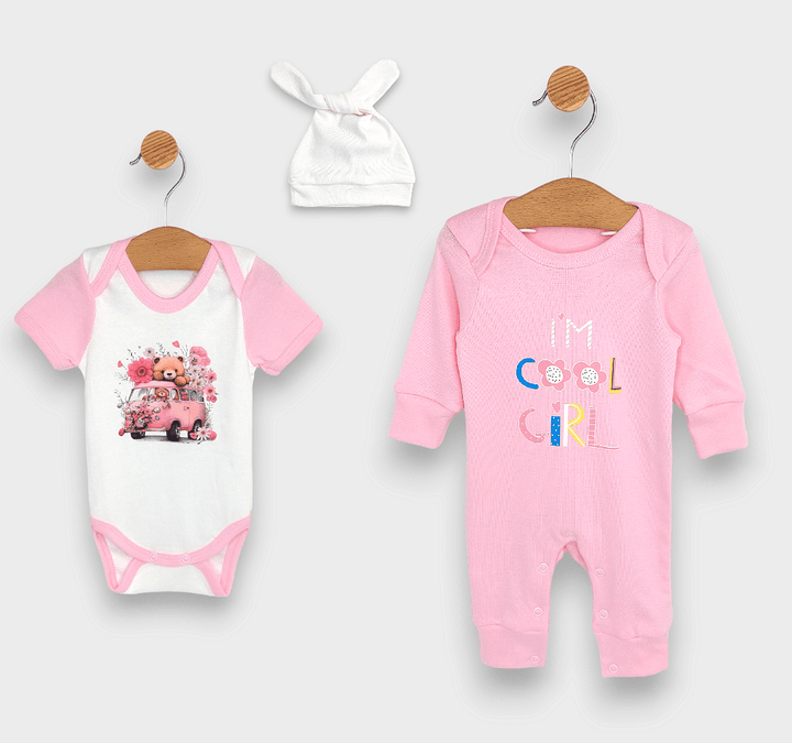 Set pentru bebeluși Rainy, 3 piese, Ursuleț colorat cu mărgele, 48-62 cm.