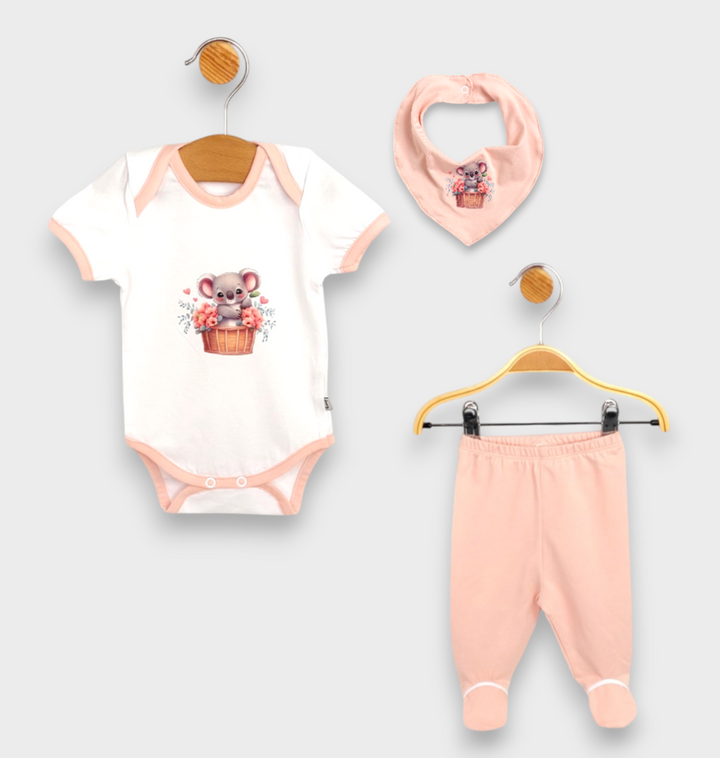 Rainy Set bebeluș 3 piese Koala 56-74 cm. roz bombon