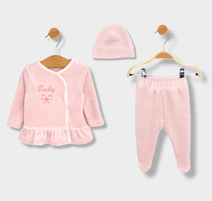 Set pentru bebeluși Rainy Baby, 3 piese, 56-62 cm, roz
