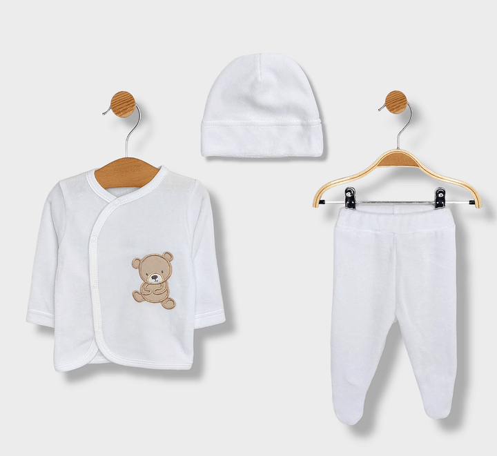 Rainy Set pentru bebeluși din 3 piese Little Bear and Rabbit 56-62 cm, alb