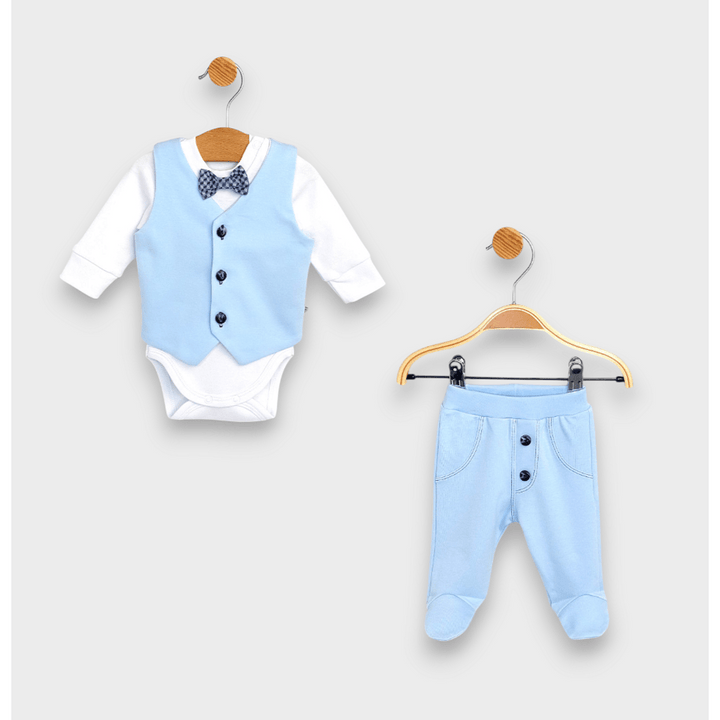 Rainy Set bebeluș 3 piese Papion 56 - 62 cm. albastru