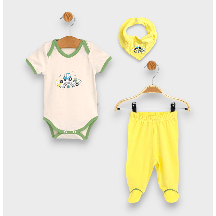 Rainy Set bebeluș 3 piese Tractoare 56-74cm. lămâie