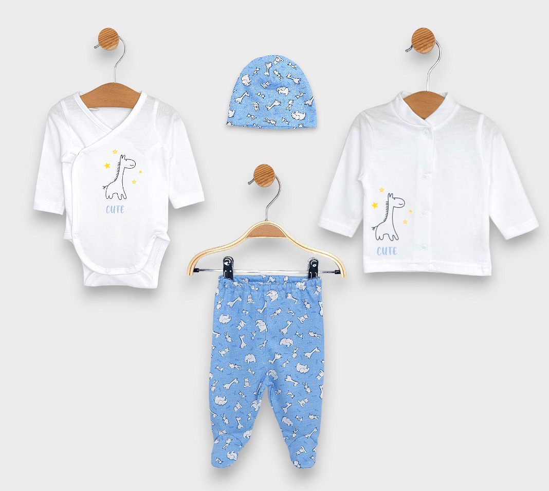Rainy Set bebeluș 4 piese Girafă Cute 56-62 cm.