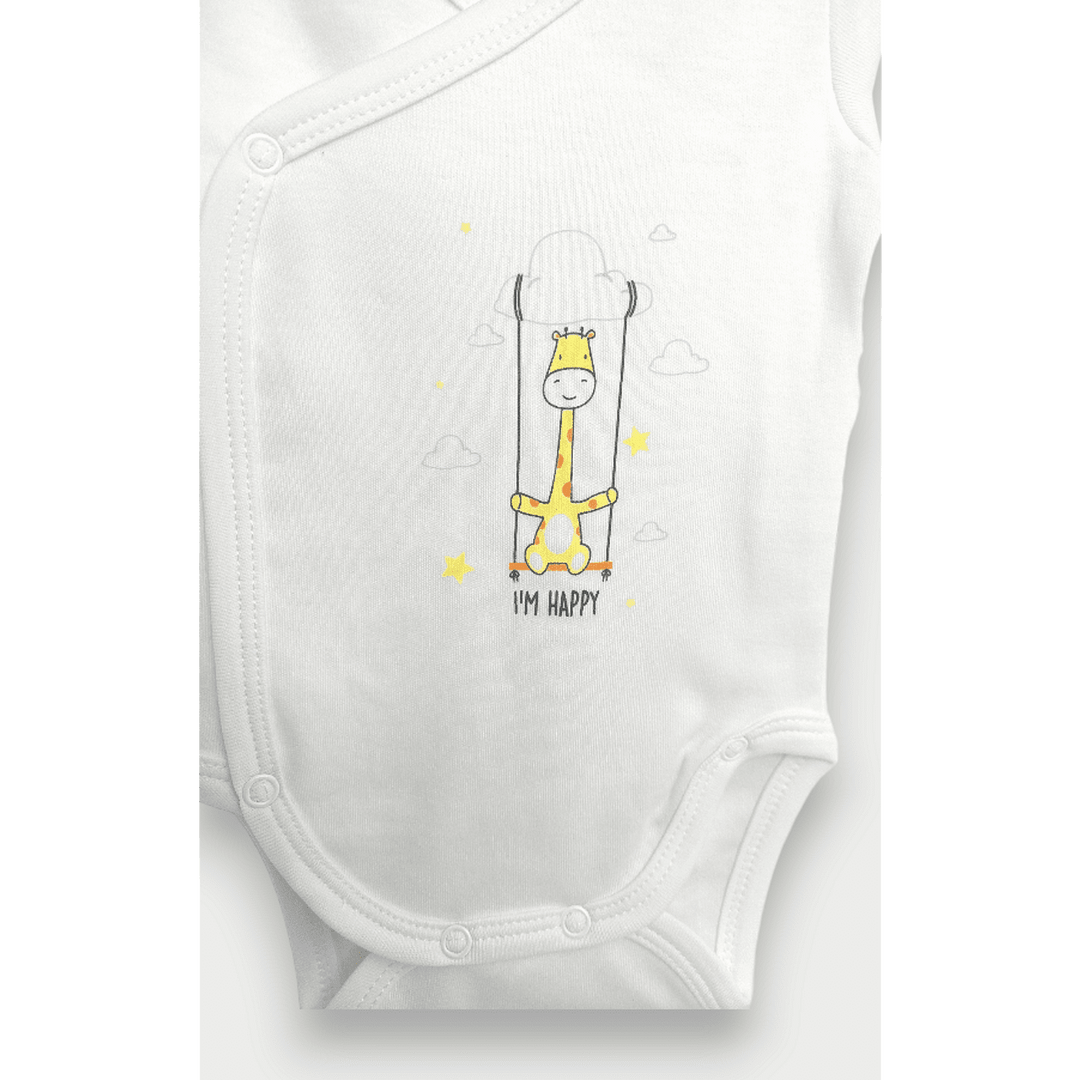 Set pentru bebeluși Rainy din 4 piese „Girafa I'm happy”, 56–68 cm, albastru
