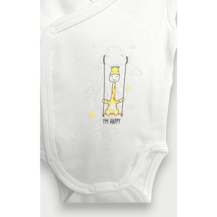 Set pentru bebeluși Rainy din 4 piese „Girafa I'm happy”, 56–68 cm, albastru