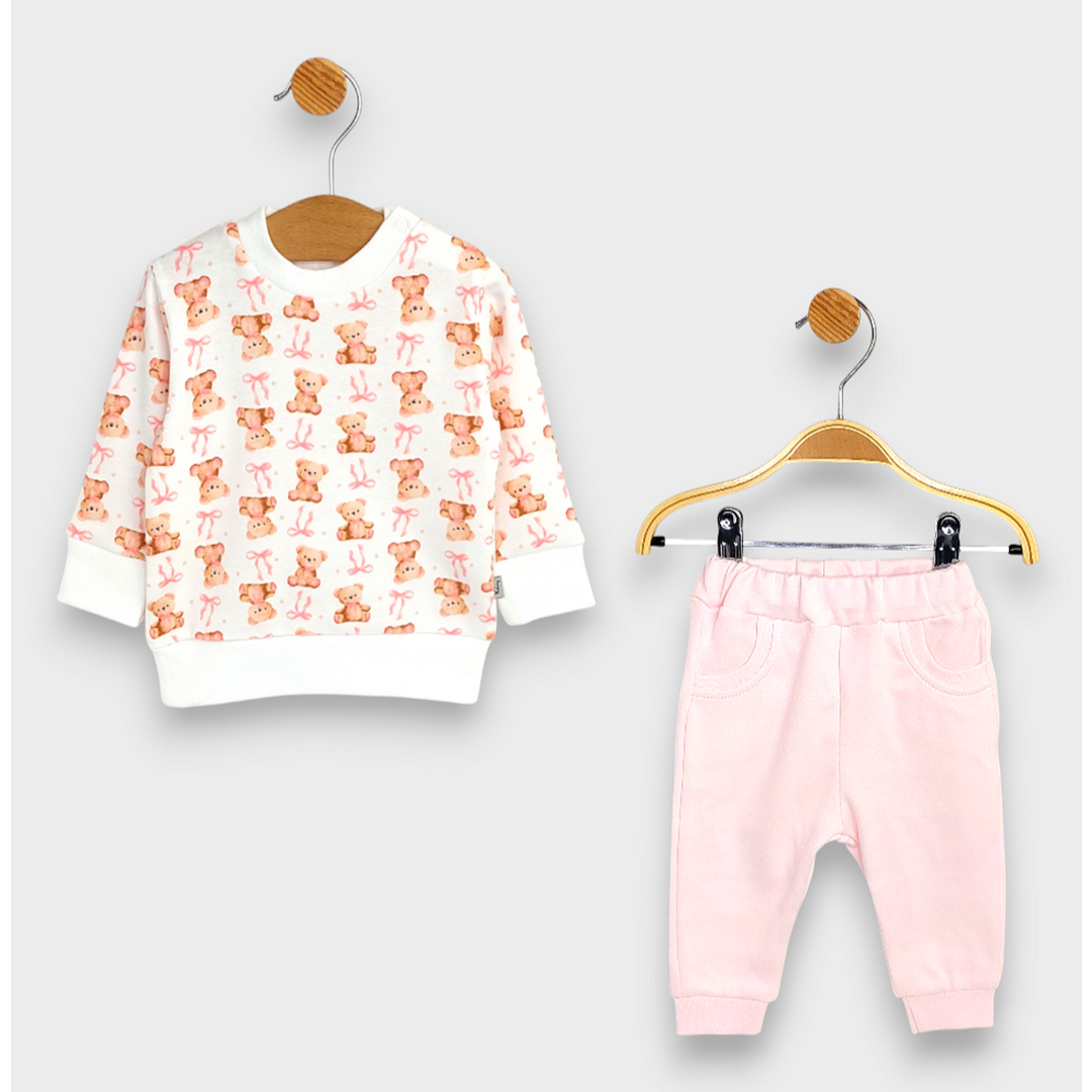 Rainy Set bebe din 2 piese Ursuleț cu fundiță 62-92 cm. roz