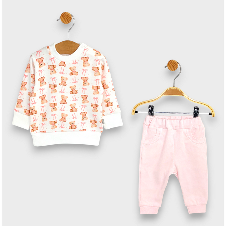 Rainy Set bebe din 2 piese Ursuleț cu fundiță 62-92 cm. roz