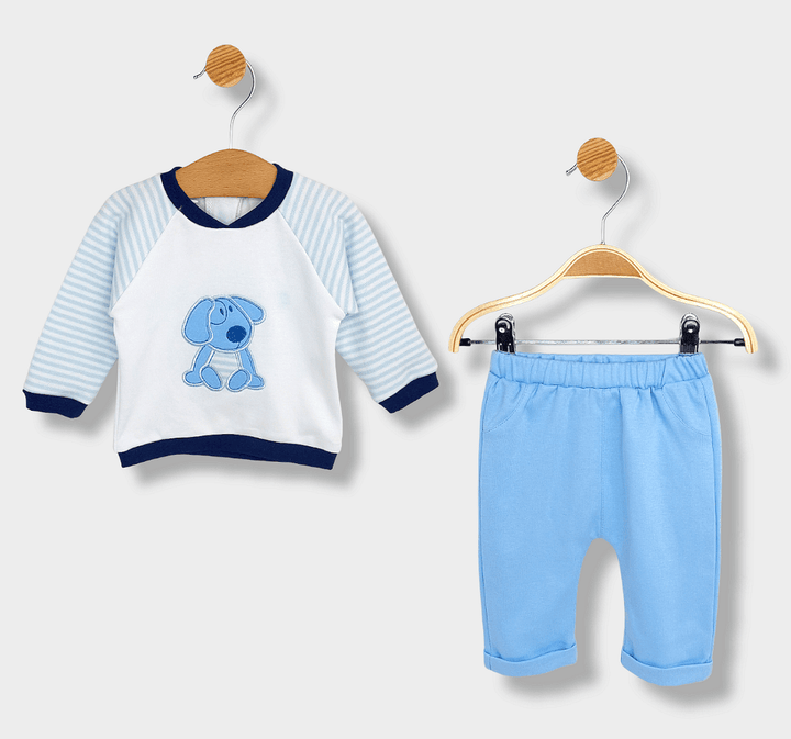 Rainy Set bebe din 2 piese pentru băieți 56-68 cm Câine cu dungi