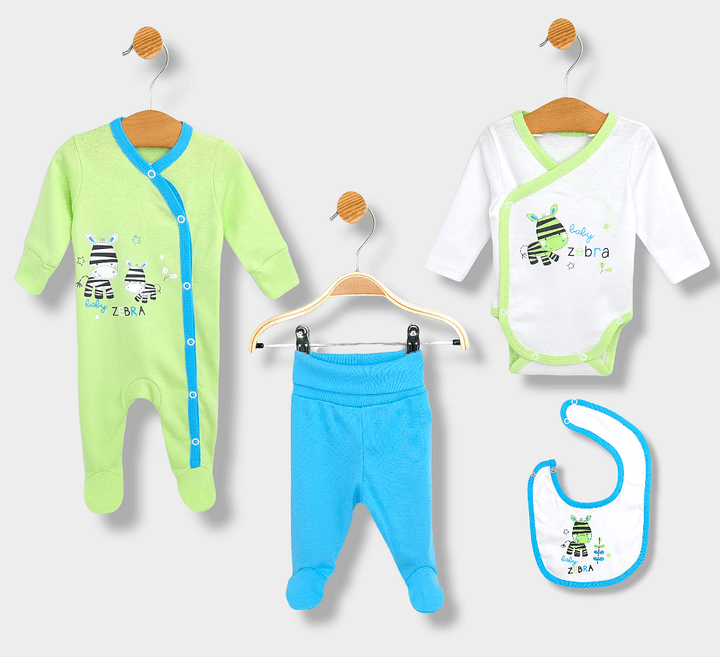 Set pentru bebeluși Rainy din 4 piese Baby Zebra 56-62 cm, verde