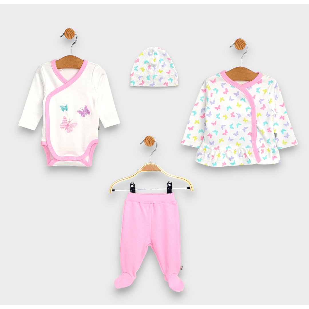 Rainy Set bebeluș din 4 piese Fluturași 56-68 cm.