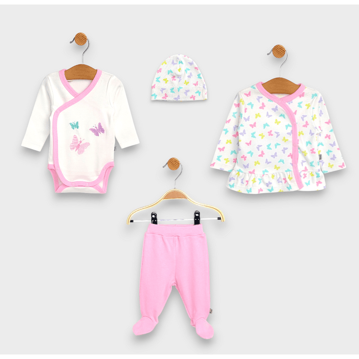 Rainy Set bebeluș din 4 piese Fluturași 56-68 cm.