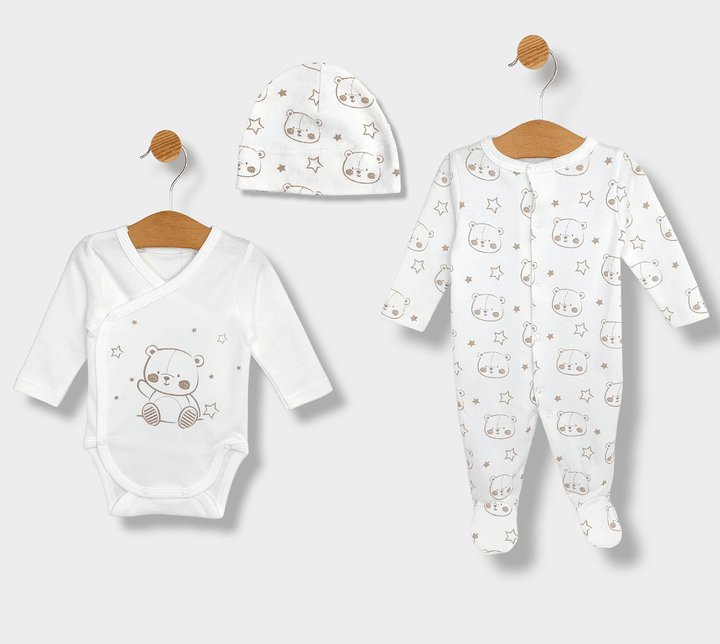 Rainy Set bebeluș din 3 piese Bear and Stars 56-62 cm.