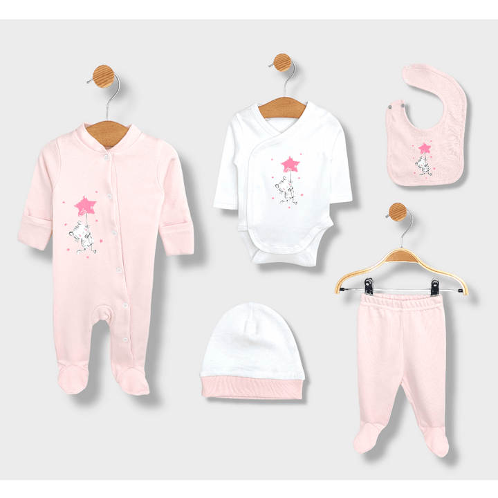 Set pentru bebeluși Rainy din 5 piese Cat and Star 56-62 cm, roz