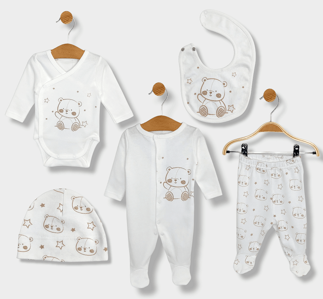 Rainy Set pentru bebeluși din 5 piese Bear and Stars 56-62 cm.