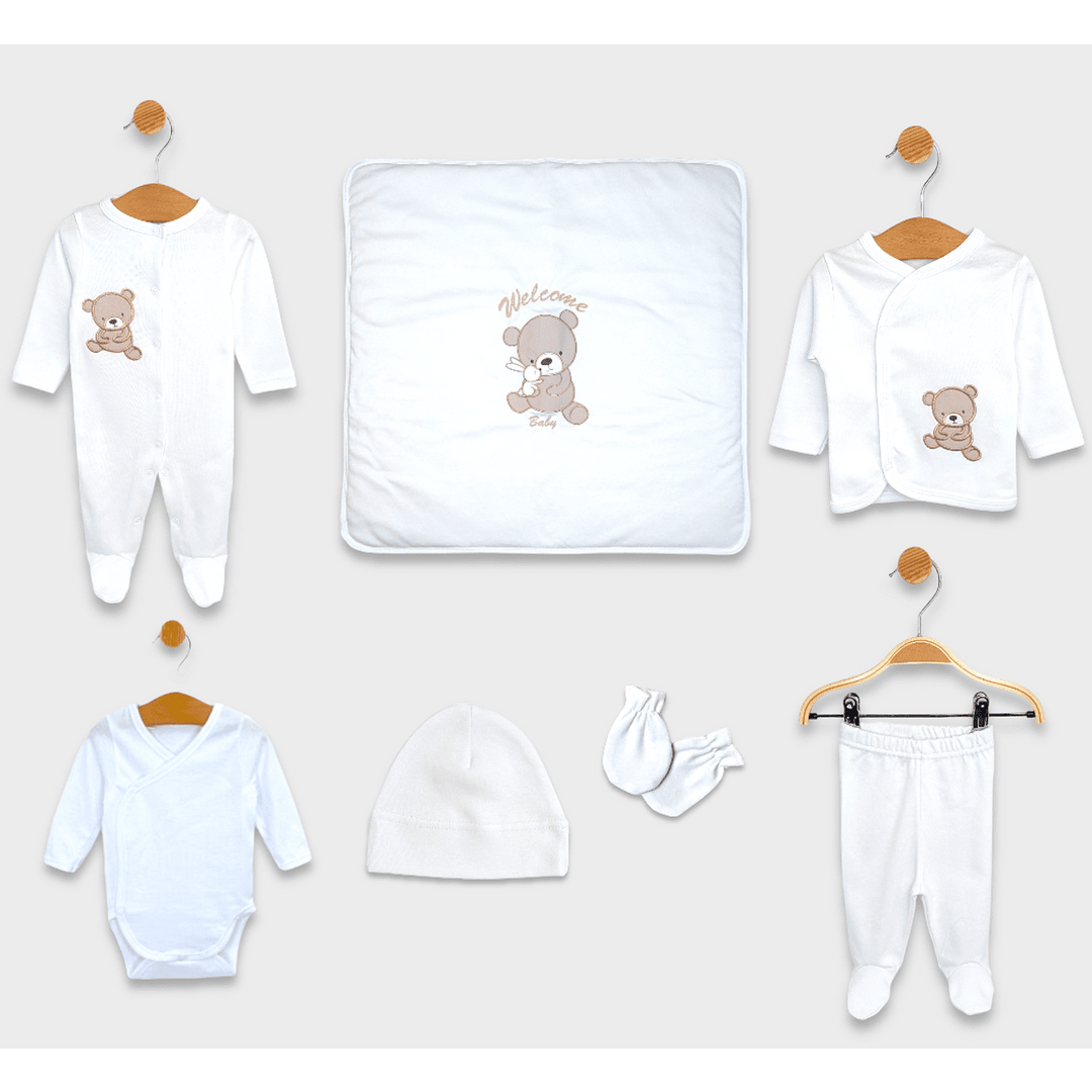 Rainy Set pentru bebeluși pentru externare din maternitate 7 piese Welcome Baby Bear and Rabbit