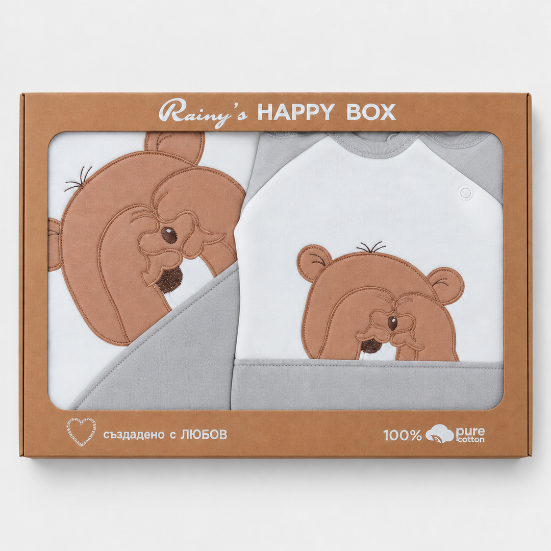 Rainy Set pentru ieșirea din maternitate 8 piese. Love Bear