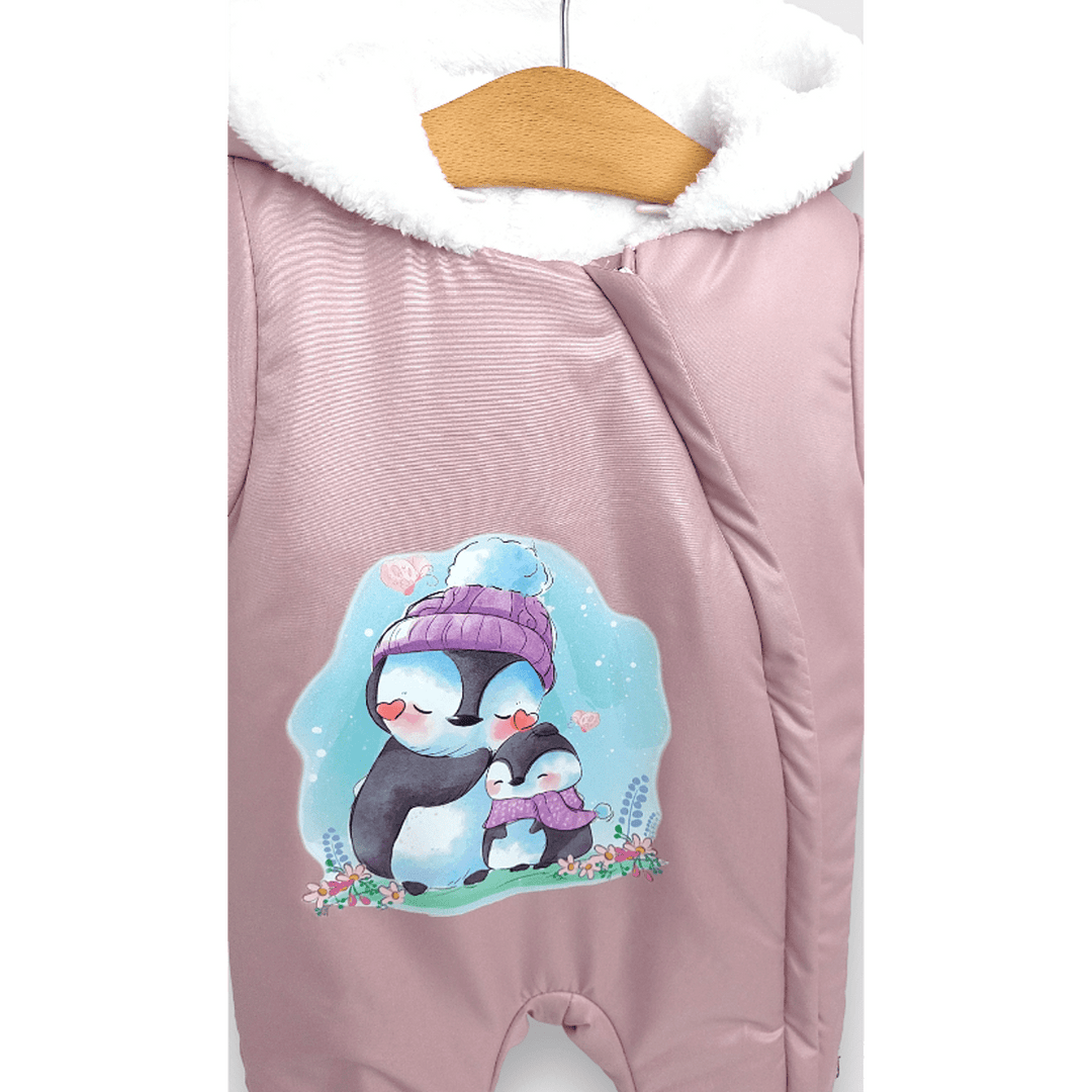 Rainy Combinezon pentru bebeluși „Cute penguins”, 56–86 cm, roz