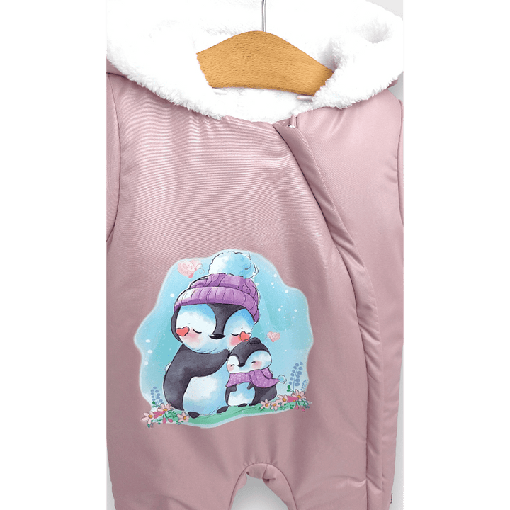 Rainy Combinezon pentru bebeluși „Cute penguins”, 56–86 cm, roz