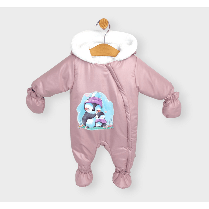 Rainy Combinezon pentru bebeluși „Cute penguins”, 56–86 cm, roz