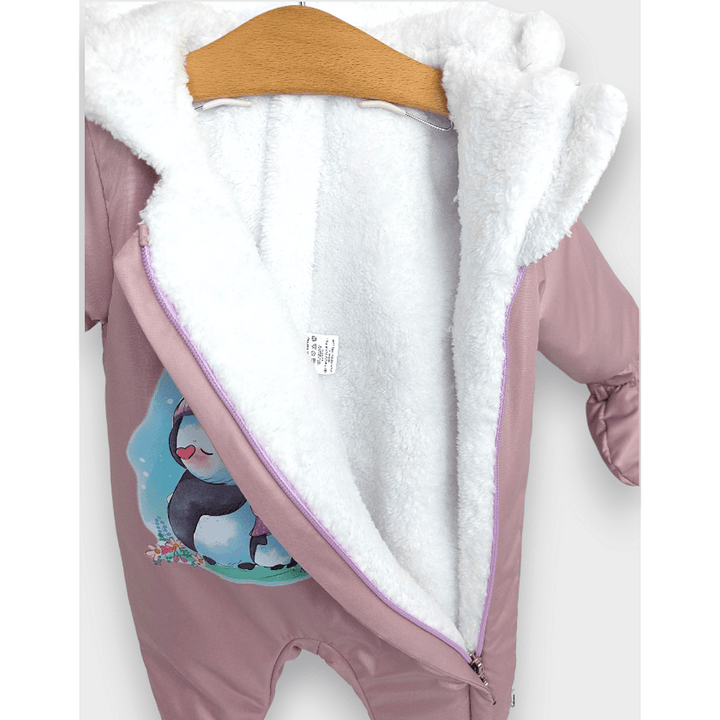 Rainy Combinezon pentru bebeluși „Cute penguins”, 56–86 cm, roz