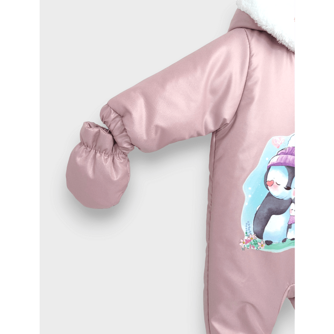 Rainy Combinezon pentru bebeluși „Cute penguins”, 56–86 cm, roz