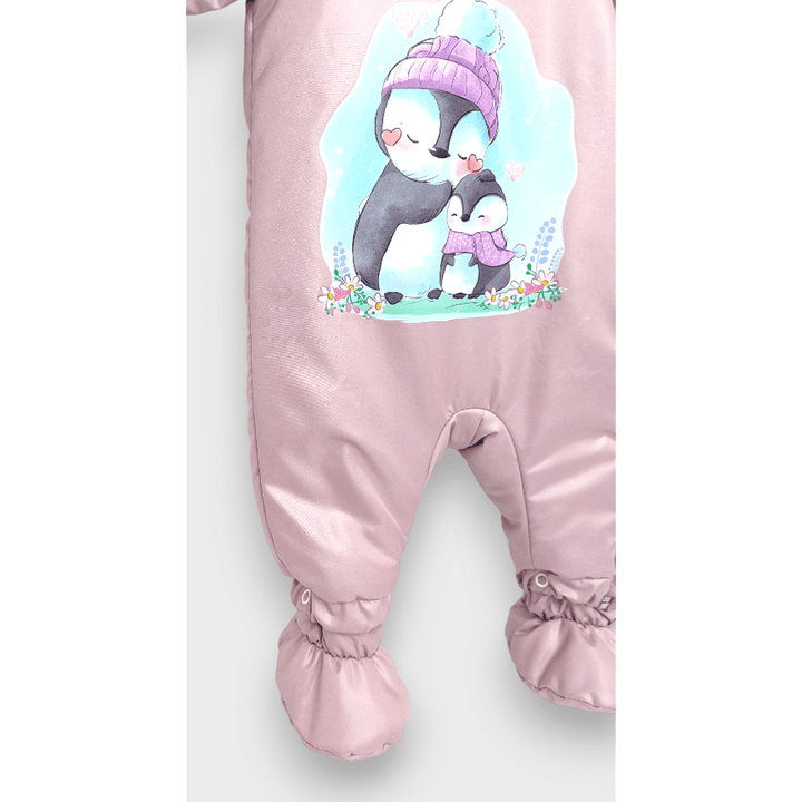 Rainy Combinezon pentru bebeluși „Cute penguins”, 56–86 cm, roz