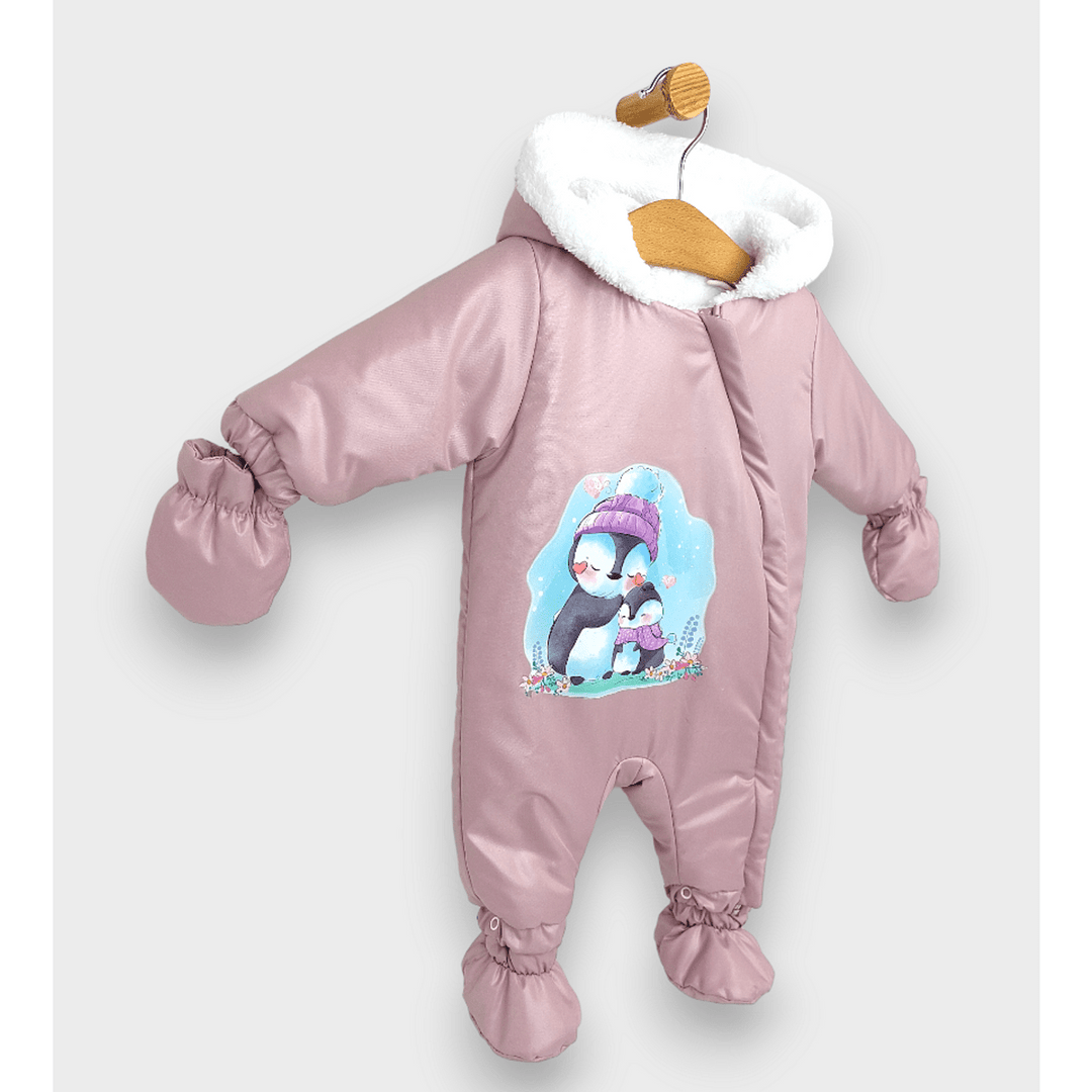 Rainy Combinezon pentru bebeluși „Cute penguins”, 56–86 cm, roz