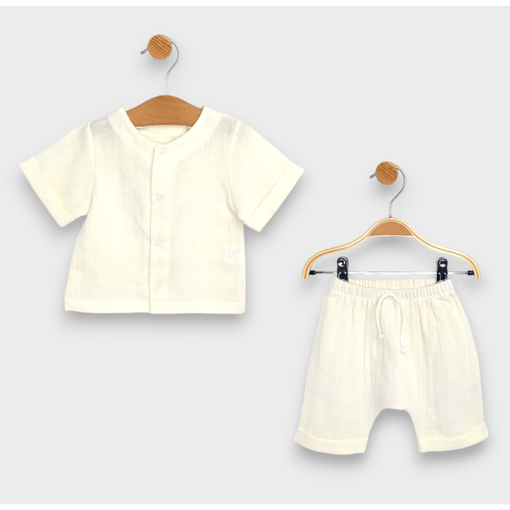 Rainy Set bebe din muselină 2 piese 62-86cm. ecru
