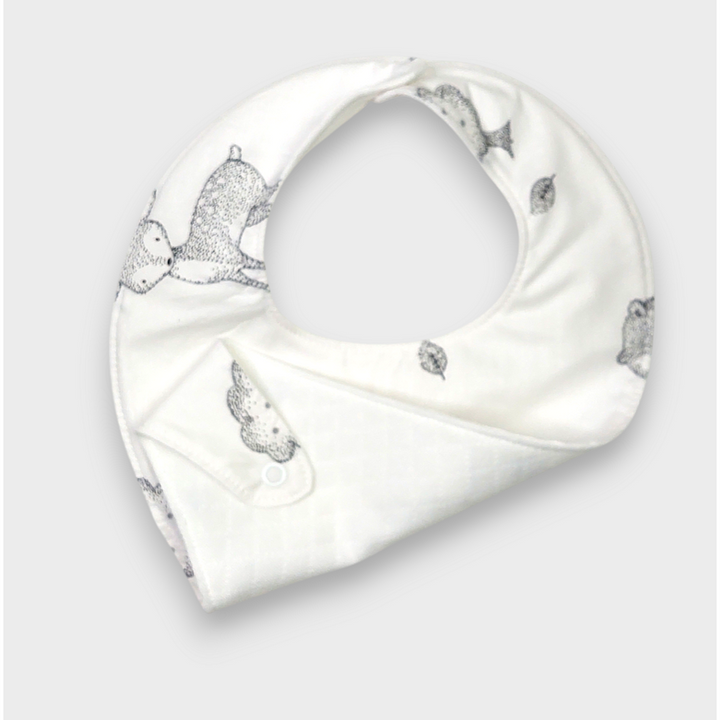 Rainy Bavetă impermeabilă pentru bebeluși tip bandană cu suport pentru suzetă Animăluțe gri