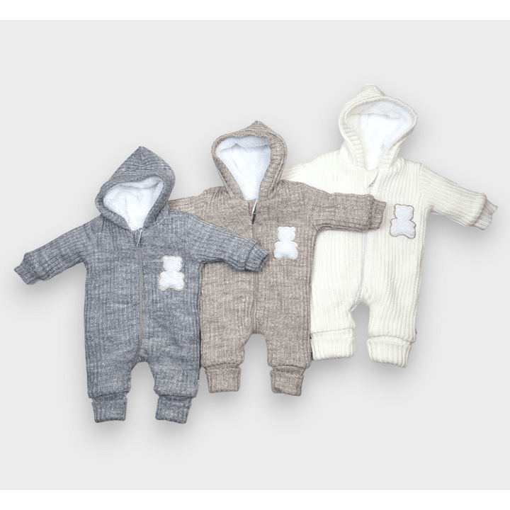 Rainy Salopetă tricotată pentru bebeluși White bear 56 - 80 cm. bej