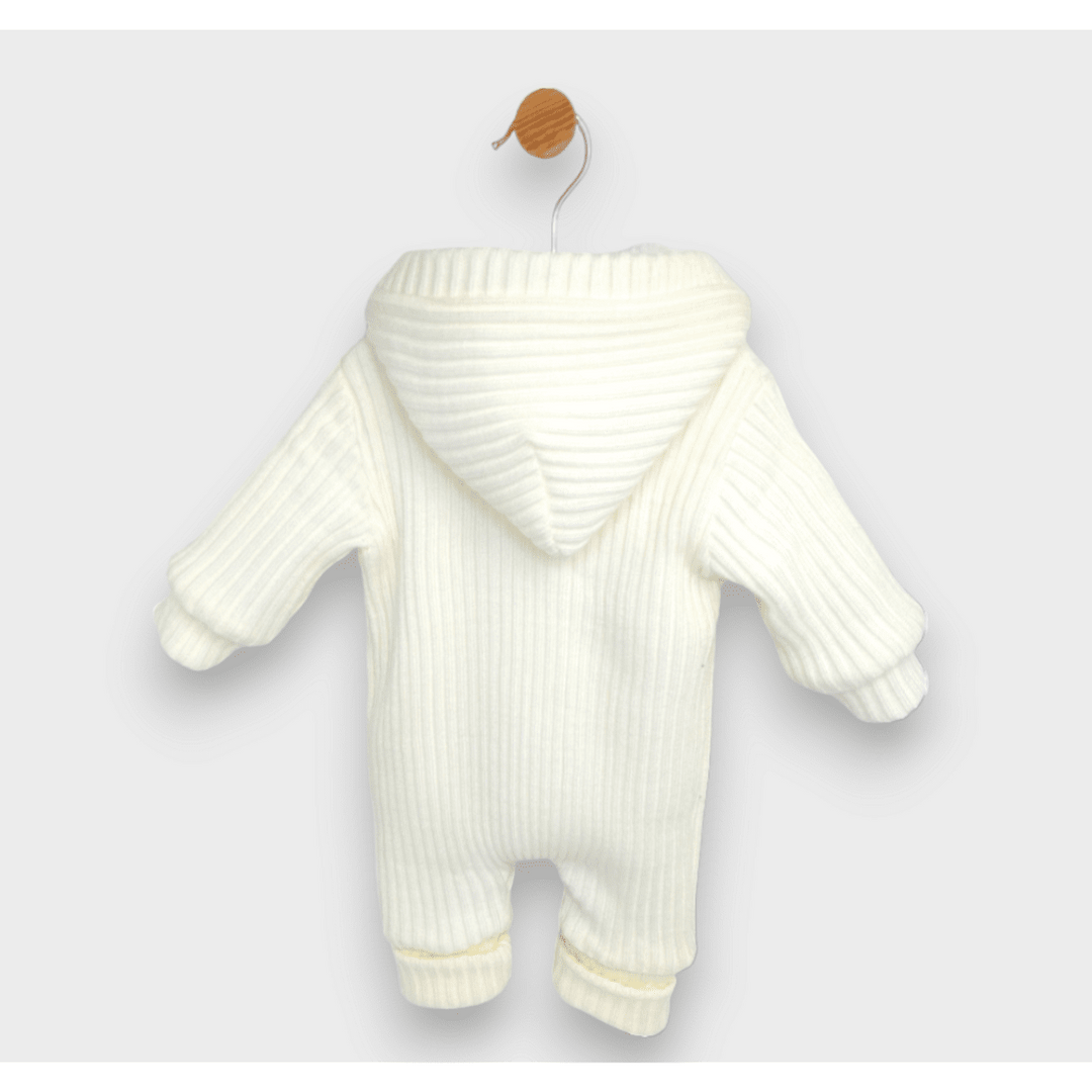 Salopetă tricotată pentru bebeluși Rainy „White bear”, 56–80 cm, culoare ecru