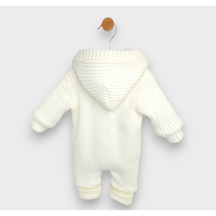 Salopetă tricotată pentru bebeluși Rainy „White bear”, 56–80 cm, culoare ecru