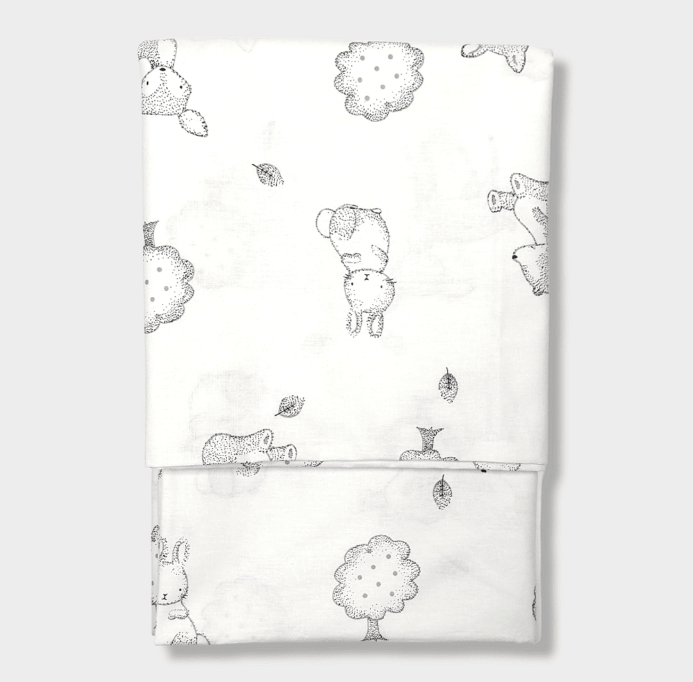 Rainy Husă de plapumă pentru bebeluși 90x110cm Animale gri
