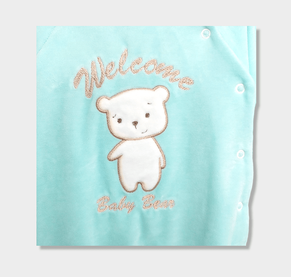 Rainy Salopetă din pluș pentru bebeluși Welcome Baby Bear 56-62cm. verde mentă