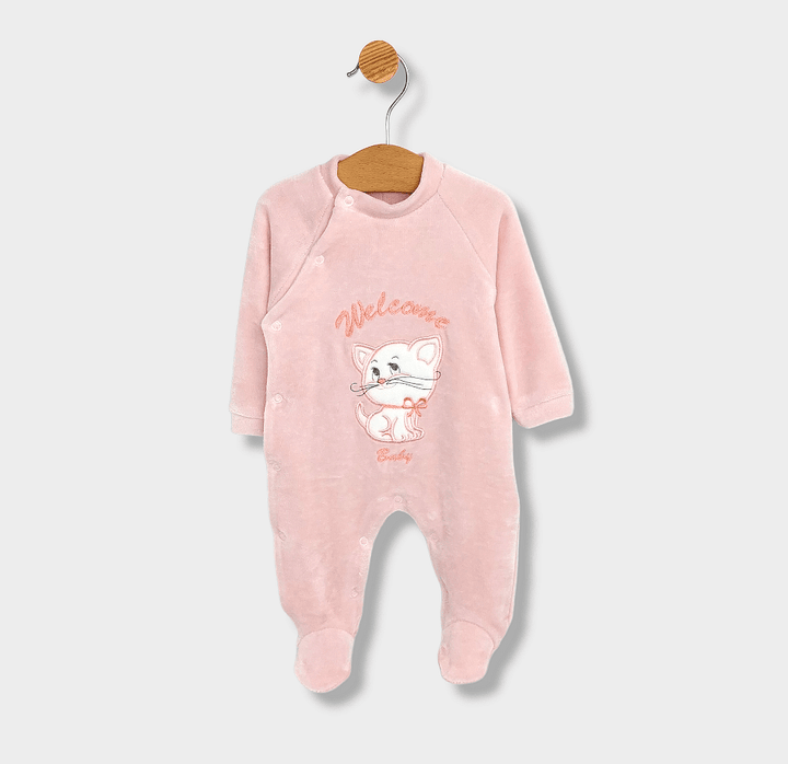 Salopetă de pluș pentru bebeluși Rainy Welcome Baby Cat 56-62 cm, roz