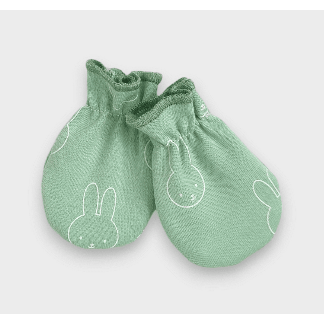 Rainy Mănuși pentru bebeluși cu elastic Bunnies verde pastel