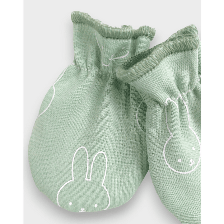 Rainy Mănuși pentru bebeluși cu elastic Bunnies verde pastel