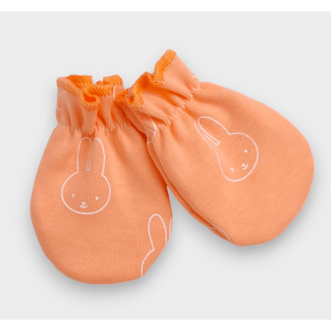 Mănuși pentru bebeluși cu elastic Rainy Bunnies piersică