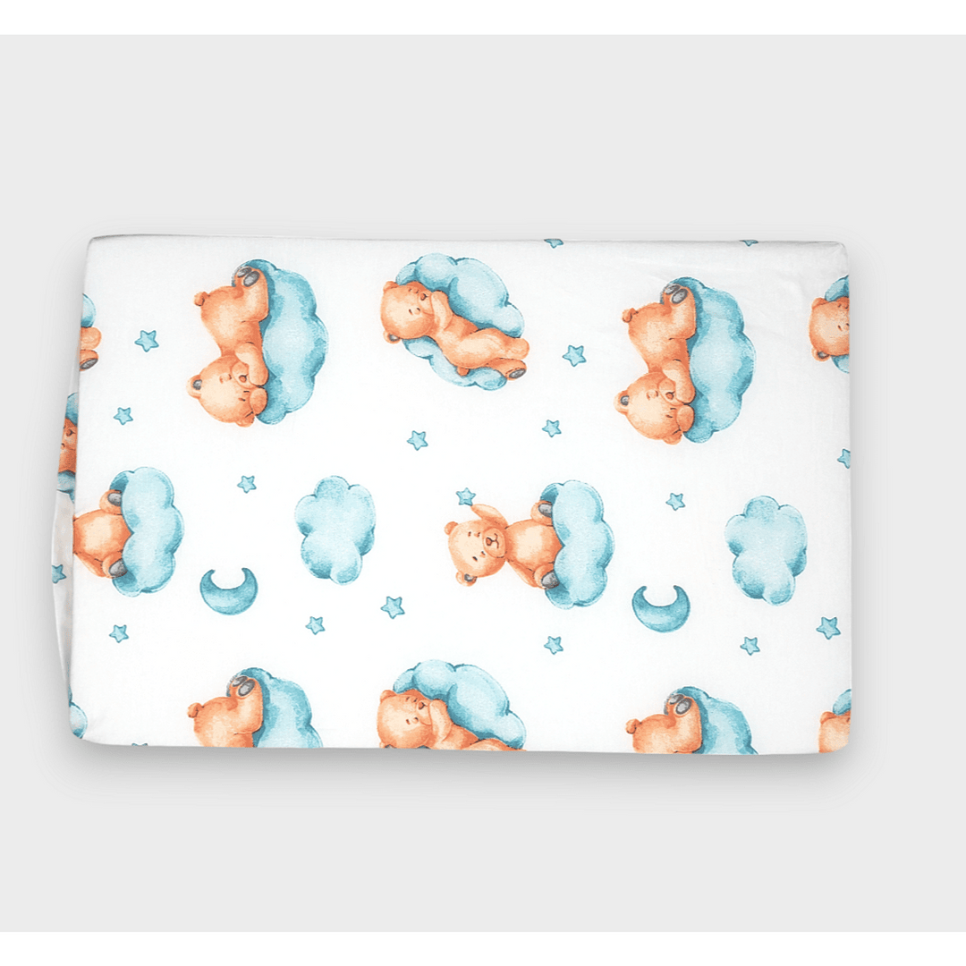 Saltea pliabilă pentru bebeluși Rainy 60x120 cm. Ursuleț pe nor, culoare rezeda
