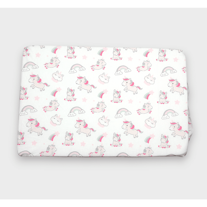 Saltea pliabilă pentru bebeluși Rainy 60x120 cm. Unicorn roz