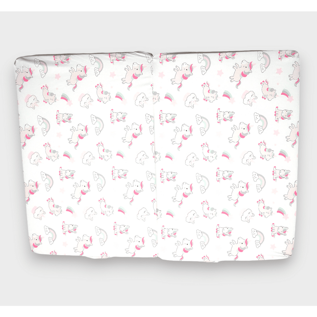 Saltea pliabilă pentru bebeluși Rainy 60x120 cm. Unicorn roz